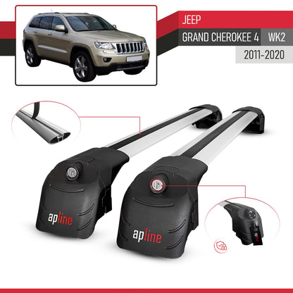 Compatible avec Jeep Grand Cherokee 4 (WK2) 2011-2020 ACE-2 modèle Barres de Toit Railing Porte-Bagages de Voiture Gris Aluminium Barres