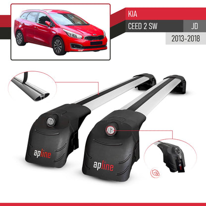 Compatible with Kia Ceed 2 (JD) SW 2013-2018 ACE-2 Car Roof Rack Cross Bar Grey Aluminium 2 Bars