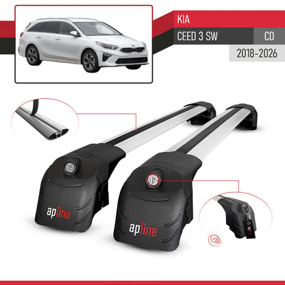 Compatible avec Kia Ceed 3 (CD) SW 2018-2026 ACE-2 modèle Barres de Toit Railing Porte-Bagages de Voiture Gris Aluminium Barres
