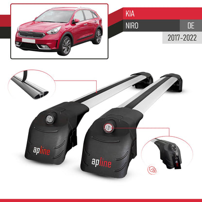 Compatible avec Kia Niro (DE) 2017-2022 ACE-2 modèle Barres de Toit Railing Porte-Bagages de Voiture Gris Aluminium Barres