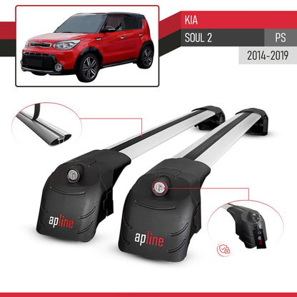 Compatible with Kia Soul 2 (PS) 2014-2019 ACE-2 Car Roof Rack Cross Bar Grey Aluminium 2 Bars