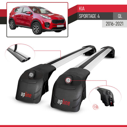 Compatible avec Kia Sportage 4 (QL) 2016-2021 ACE-2 modèle Barres de Toit Railing Porte-Bagages de Voiture Gris Aluminium Barres