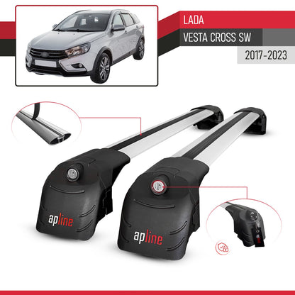 Compatible avec Lada Vesta Cross SW 2017-2023 ACE-2 modèle Barres de Toit Railing Porte-Bagages de Voiture Gris Aluminium Barres
