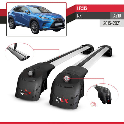 Compatible avec Lexus NX (AZ10) 2015-2021 ACE-2 modèle Barres de Toit Railing Porte-Bagages de Voiture Gris Aluminium Barres