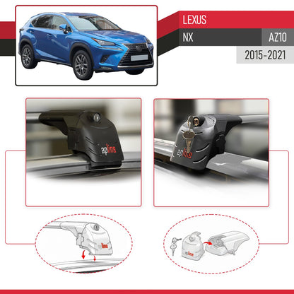 Compatible avec Lexus NX (AZ10) 2015-2021 ACE-2 modèle Barres de Toit Railing Porte-Bagages de Voiture Gris Aluminium Barres
