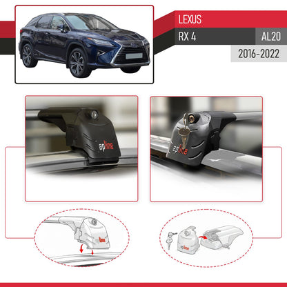 Compatible with Lexus RX 4 (AL20) 2016-2022 ACE-2 Car Roof Rack Cross Bar Grey Aluminium 2 Bars