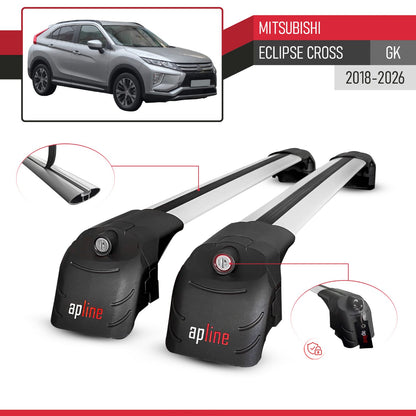 Compatible avec Mitsubishi Eclipse Cross (GK) 2018-2026 ACE-2 modèle Barres de Toit Railing Porte-Bagages de Voiture Gris Aluminium Barres