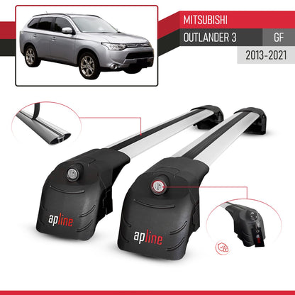 Compatible avec Mitsubishi Outlander 3 (GF) 2013-2021 ACE-2 modèle Barres de Toit Railing Porte-Bagages de Voiture Gris Aluminium Barres