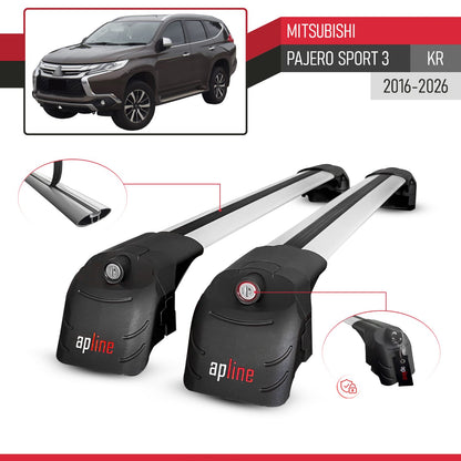 Compatible avec Mitsubishi Pajero Sport 3 (KR) 2016-2026 ACE-2 modèle Barres de Toit Railing Porte-Bagages de Voiture Gris Aluminium Barres