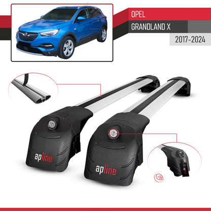 Compatible with Opel Grandland X 2018-2021 ACE-2 Car Roof Rack Cross Bar Grey Aluminium 2 Bars