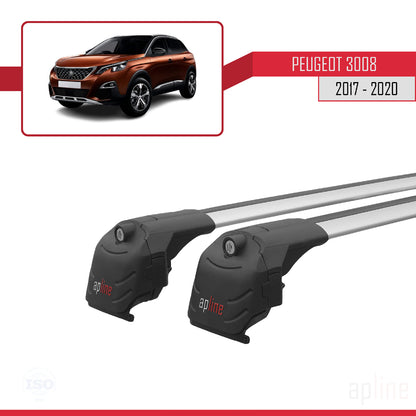 Compatible avec Peugeot 3008 II (P84) Pre-Facelift 2017-2020 ACE-2 Barres de Toit Railing Porte-Bagages de Voiture Gris Aluminium 2 Barres