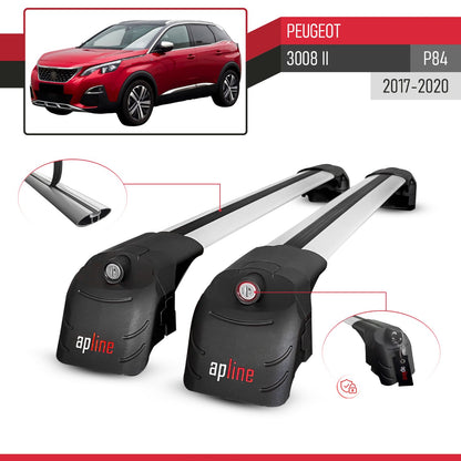 Compatible with Peugeot 3008 II (P84) Pre-Facelift 2017-2020 ACE-2 Car Roof Rack Cross Bar Grey Aluminium 2 Bars