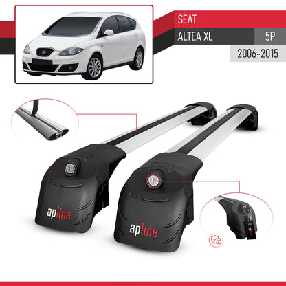 Compatible with Seat Altea XL 2006-2015 ACE-2 Car Roof Rack Cross Bar Grey Aluminium 2 Bars