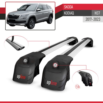 Compatible with Skoda Kodiaq 2017-2023 ACE-2 Car Roof Rack Cross Bar Grey Aluminium 2 Bars