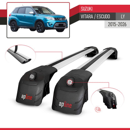 Compatible with Suzuki Vitara/Escudo (LY) 2015-2025 ACE-2 Car Roof Rack Cross Bar Grey Aluminium 2 Bars