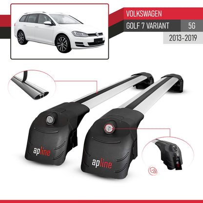 Compatible with Volkswagen Golf 7 (5G) Variant 2013-2019 ACE-2 Car Roof Rack Cross Bar Grey Aluminium 2 Bars