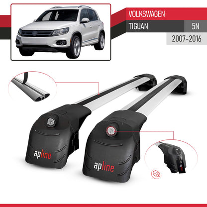 Compatible with Volkswagen Tiguan (5N) 2007-2016 ACE-2 Car Roof Rack Cross Bar Grey Aluminium 2 Bars