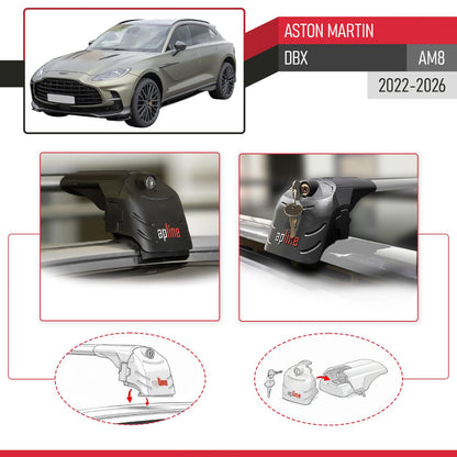 Compatible avec Aston Martin DBX (AM8) 2022-2026 ACE-2 modèle Barres de Toit Railing Porte-Bagages de Voiture Gris Aluminium Barres