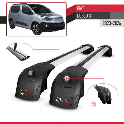 Compatible with Fiat Doblo 3 2023-2025 ACE-2 Car Roof Rack Cross Bar Grey Aluminium 2 Bars