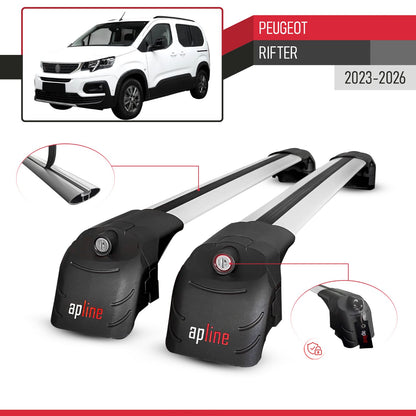 Compatible with Peugeot Rifter 2023-2024 ACE-2 Car Roof Rack Cross Bar Grey Aluminium 2 Bars