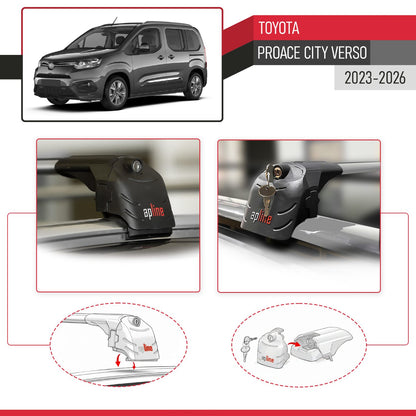 Compatible avec Toyota Proace City Verso 2023-2026 ACE-2 modèle Barres de Toit Railing Porte-Bagages de Voiture Gris Aluminium Barres