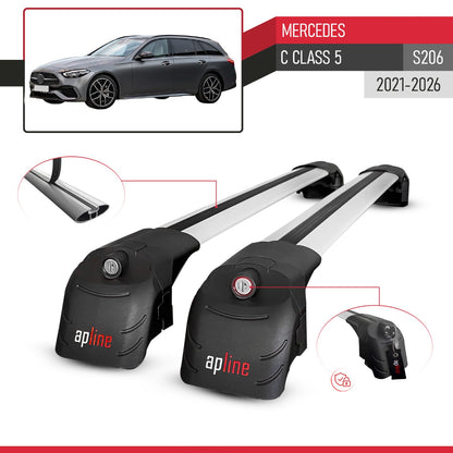 Compatible with Mercedes C Class 5 (S206) 2022-2025 ACE-2 Car Roof Rack Cross Bar Grey Aluminium 2 Bars