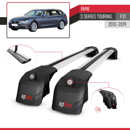 Compatible avec BMW 3 Serisi (F31) Touring 2012-2019 ACE-2 modèle Barres de Toit Railing Porte-Bagages de Voiture Gris Aluminium Barres