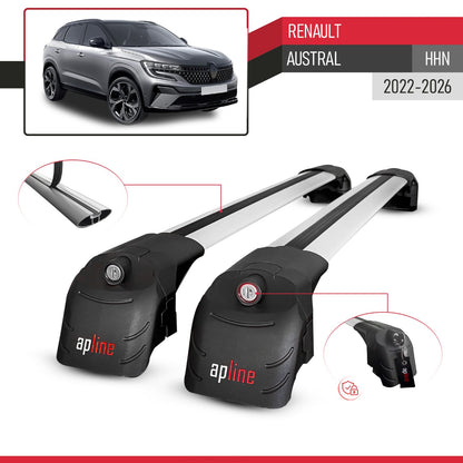 Compatible avec Renault Austral (HHN) 2022-2026 ACE-2 modèle Barres de Toit Railing Porte-Bagages de Voiture Gris Aluminium Barres