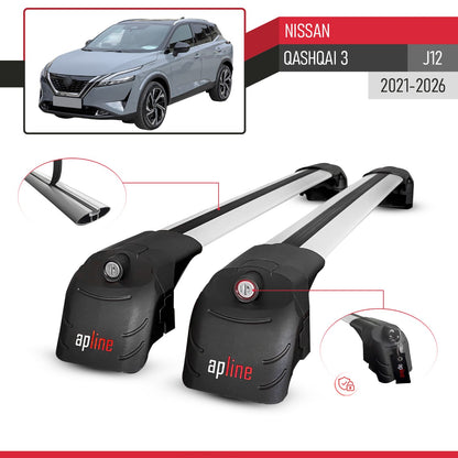 Compatible with Nissan Qashqai 3 (J12) 2022-2025 ACE-2 Car Roof Rack Cross Bar Grey Aluminium 2 Bars