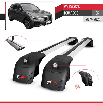 Compatible avec Volkswagen Touareg 3 (CR) 2019-2026 ACE-2 modèle Barres de Toit Railing Porte-Bagages de Voiture Gris Aluminium Barres
