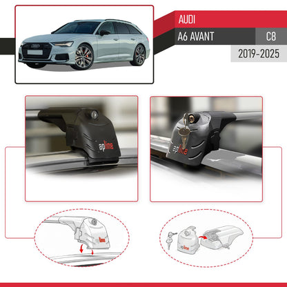 Compatible with A6 (C8) Avant 2019-2025 ACE-2 Car Roof Rack Cross Bar Grey Aluminium 2 Bars