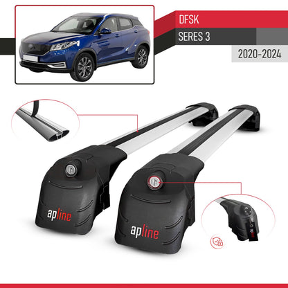 Compatible avec DFSK Seres 3 2020-2024 ACE-2 modèle Barres de Toit Railing Porte-Bagages de Voiture Gris Aluminium Barres