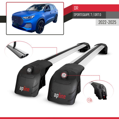 Compatible avec DR Sportequipe 7 DR7.0 2022-2025 ACE-2 modèle Barres de Toit Railing Porte-Bagages de Voiture Gris Aluminium Barres