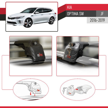 Compatible avec Kia Optima (JF) SW 2016-2019 ACE-2 modèle Barres de Toit Railing Porte-Bagages de Voiture Gris Aluminium Barres