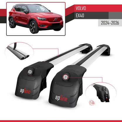 Compatible with Volvo XC40 (Elektrik) 2020-2025 ACE-2 Car Roof Rack Cross Bar Grey Aluminium 2 Bars