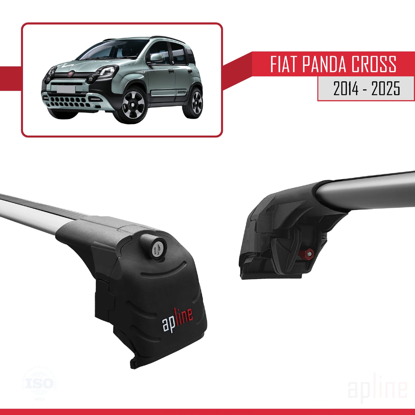 Compatible avec Fiat Panda Cross 2014-2025 ACE-2 Barres de Toit Railing Porte-Bagages de Voiture Gris Aluminium 2 Barres
