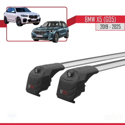 Compatible avec BMW X5 (G05) 2019-2025 ACE-2 Barres de Toit Railing Porte-Bagages de Voiture Gris Aluminium 2 Barres