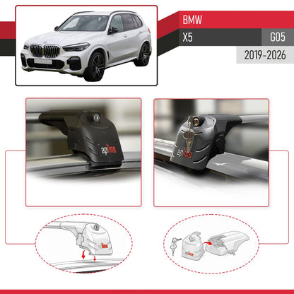 Compatible with BMW X5 (G05) 2019-2025 ACE-2 Car Roof Rack Cross Bar Grey Aluminium 2 Bars