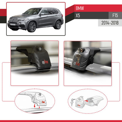 Compatible with BMW X5 (F15) 2014-2018 ACE-2 Car Roof Rack Cross Bar Grey Aluminium 2 Bars