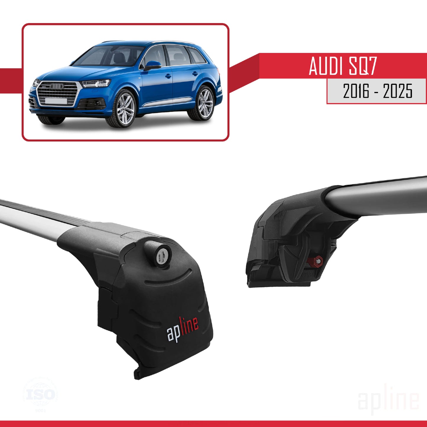 Compatible avec SQ7 (4M) 2016-2025 ACE-2 Barres de Toit Railing Porte-Bagages de Voiture Gris Aluminium 2 Barres