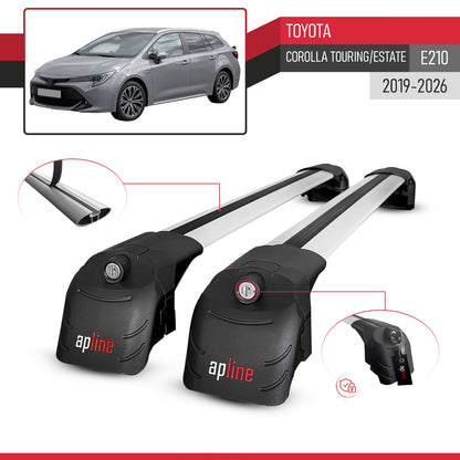 Compatible avec Toyota Corolla Touring/Estate (E210) 2019-2026 ACE-2 modèle Barres de Toit Railing Porte-Bagages de Voiture Gris Aluminium Barres