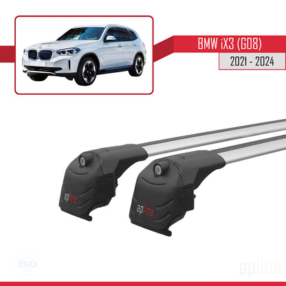 Compatible avec BMW iX3 G08 2021-2024 ACE-2 Barres de Toit Railing Porte-Bagages de Voiture Gris Aluminium 2 Barres