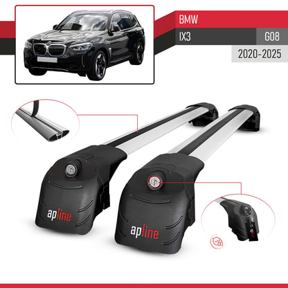 Compatible avec BMW iX3 (G08) 2020-2025 ACE-2 modèle Barres de Toit Railing Porte-Bagages de Voiture Gris Aluminium Barres