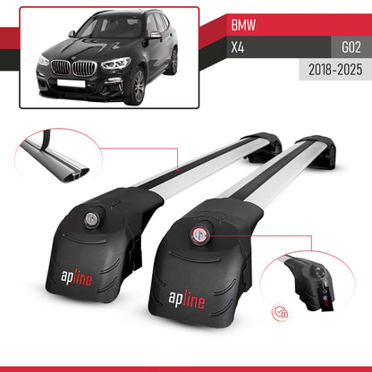 Compatible avec BMW X4 (G02) 2018-2025 ACE-2 modèle Barres de Toit Railing Porte-Bagages de Voiture Gris Aluminium Barres