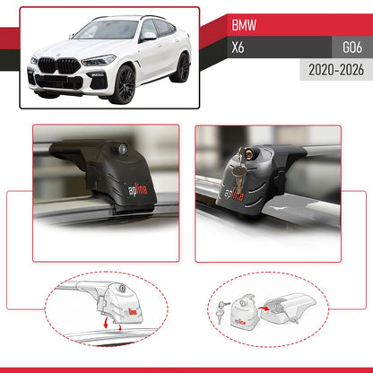 Compatible avec BMW X6 (G06) 2020-2026 ACE-2 modèle Barres de Toit Railing Porte-Bagages de Voiture Gris Aluminium Barres