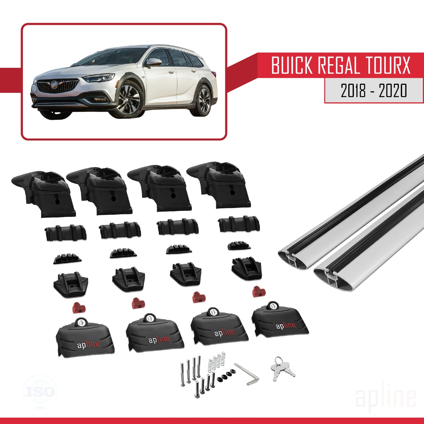 Compatible avec Buick Regal TourX 2018-2020 ACE-2 Barres de Toit Railing Porte-Bagages de Voiture Gris Aluminium 2 Barres