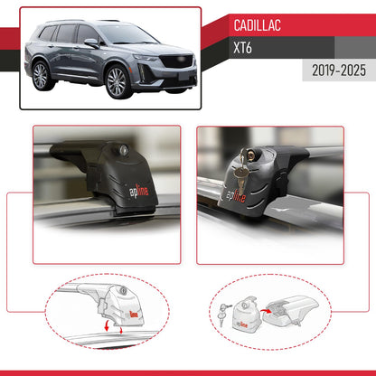 Compatible with Cadillac XT6 2020-2024 ACE-2 Car Roof Rack Cross Bar Grey Aluminium 2 Bars