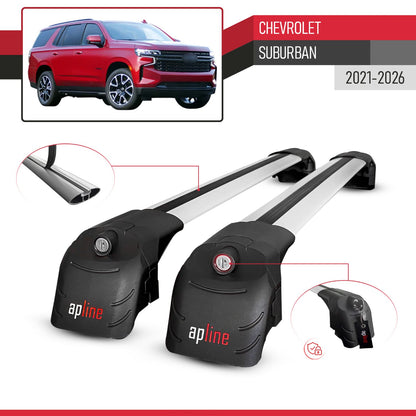 Compatible avec Chevrolet Suburban 2021-2026 ACE-2 modèle Barres de Toit Railing Porte-Bagages de Voiture Gris Aluminium Barres