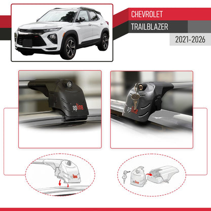 Compatible avec Chevrolet Trailblazer 2021-2026 ACE-2 modèle Barres de Toit Railing Porte-Bagages de Voiture Gris Aluminium Barres