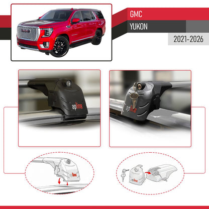 Compatible avec GMC Yukon 2021-2026 ACE-2 modèle Barres de Toit Railing Porte-Bagages de Voiture Gris Aluminium Barres